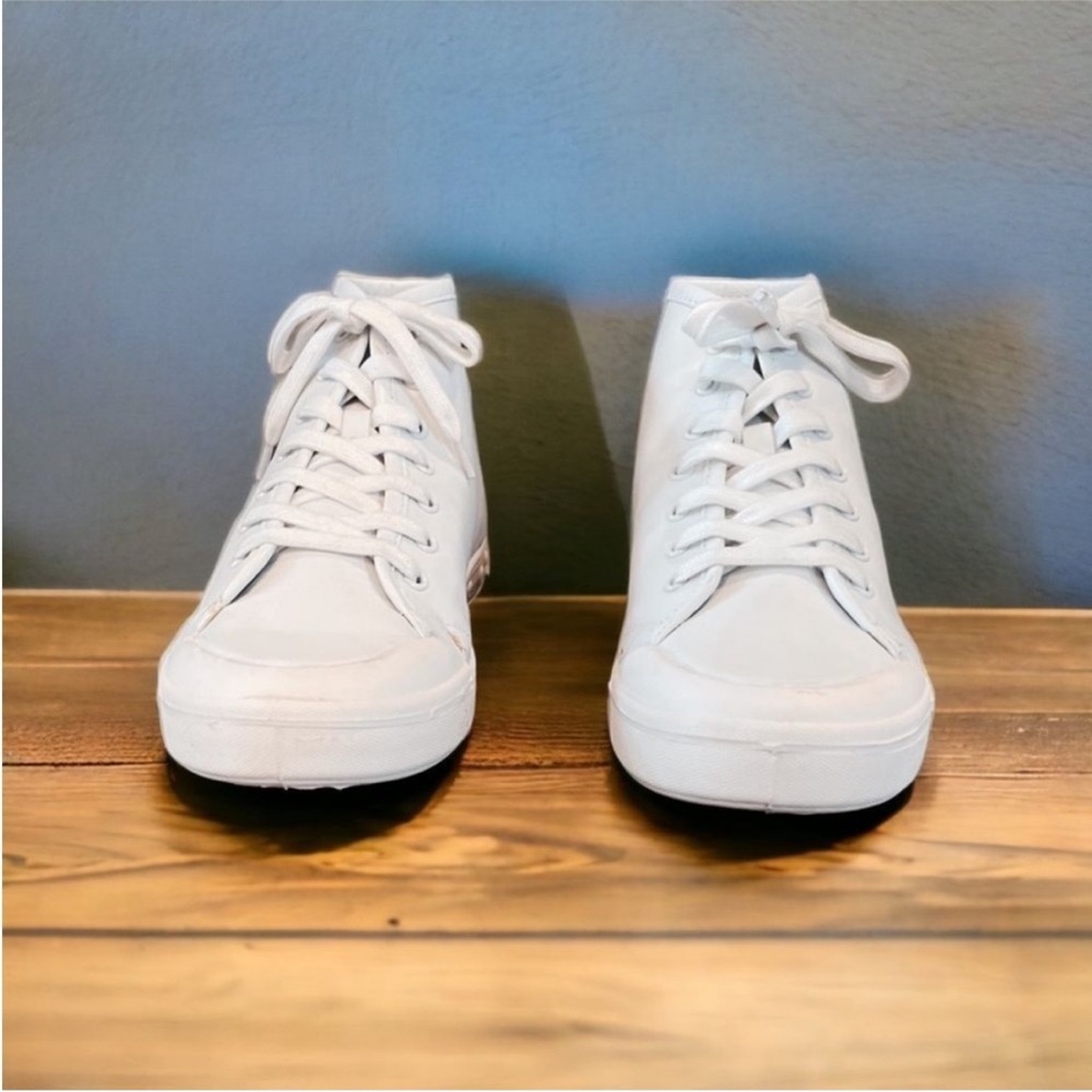 NWT rag & bone Standard Issue High Top Leather Sneakers White. Size 8/38 - Picture 2 of 9